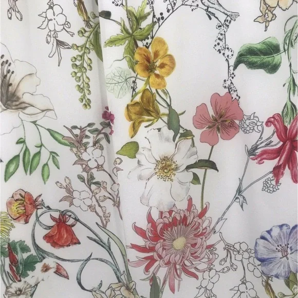 Parker Womens White Floral Silk long sleeve Cold
Shoulder Blouse - Picture 5 of 6